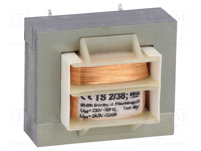 Transformer: mains; 2VA; 230VAC; 24V; 0.06A; Mounting: screw type