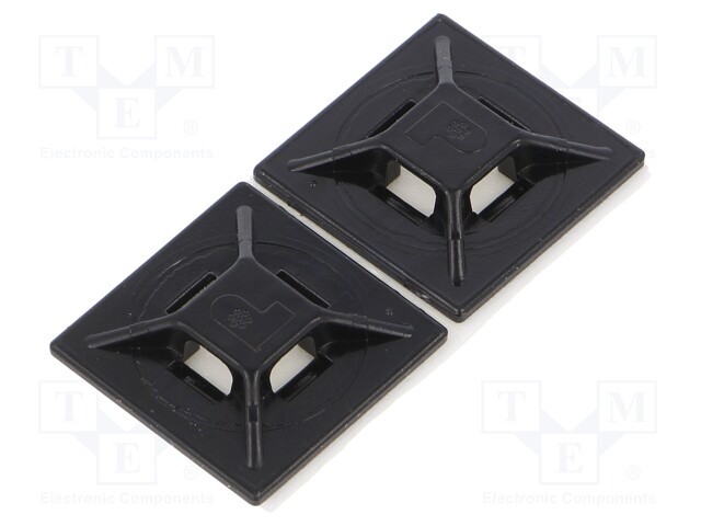 Self-adhesive cable holder; ABS; black; Tie width: 2.5÷4.8mm