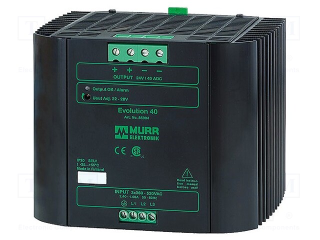 Power supply: switched-mode; 960W; 22÷28VDC; 40A; 3x360÷520VAC