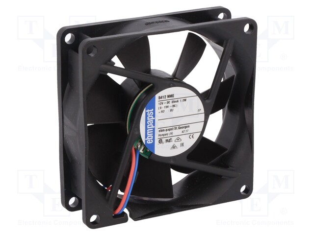 Fan: DC; axial; 80x80x25mm; 58m3/h; 27dBA; ball bearing; 2600rpm