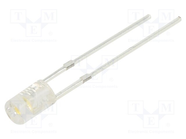 LED; 3mm; white warm; 450÷600mcd; 100°; Front: flat; 2.7÷3.2V