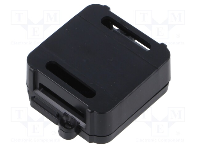 Enclosure: junction box; X: 44.4mm; Y: 57.2mm; Z: 19mm; black