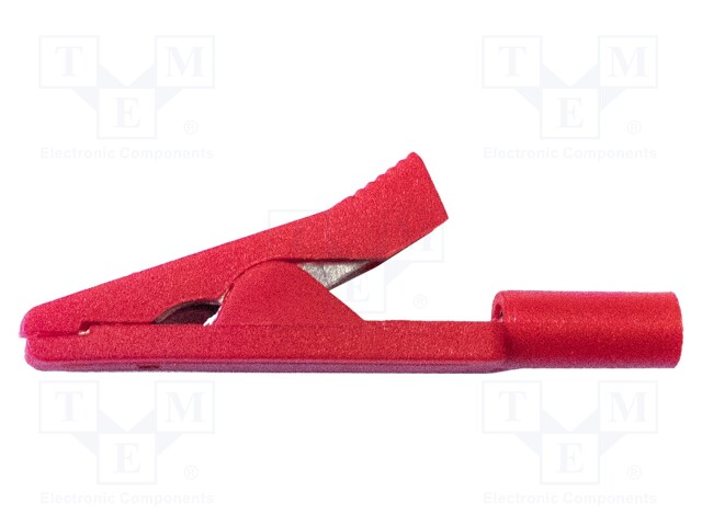 Crocodile clip; 10A; Grip capac: max.11mm; Overall len: 41mm; red