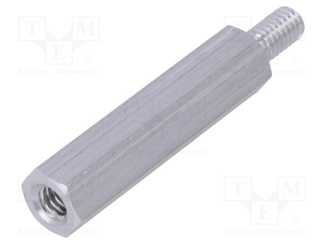 Screwed spacer sleeve; Int.thread: M4; 30mm; Ext.thread: M4