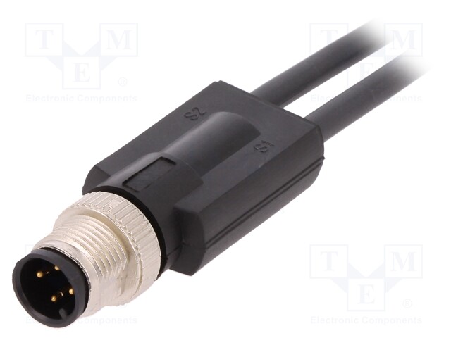 Connection lead; M12; PIN: 4; 2m; plug; 250VAC; 4A; -25÷80°C; 250VDC