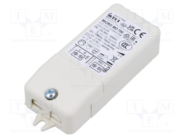 Power supply: switched-mode; LED; 3÷14VDC; 700mA; 220÷240VAC; IP20