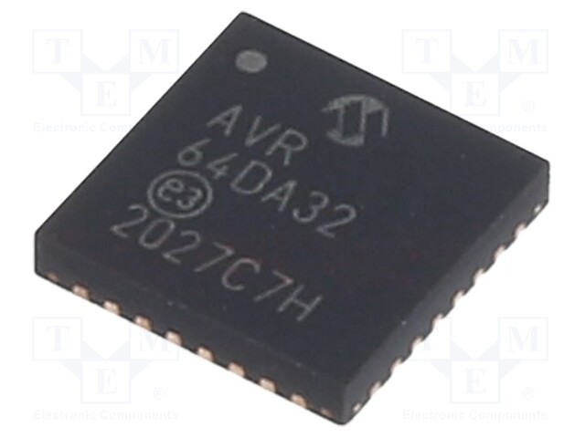 AVR microcontroller; EEPROM: 512B; SRAM: 8kB; Flash: 64kB; VQFN32