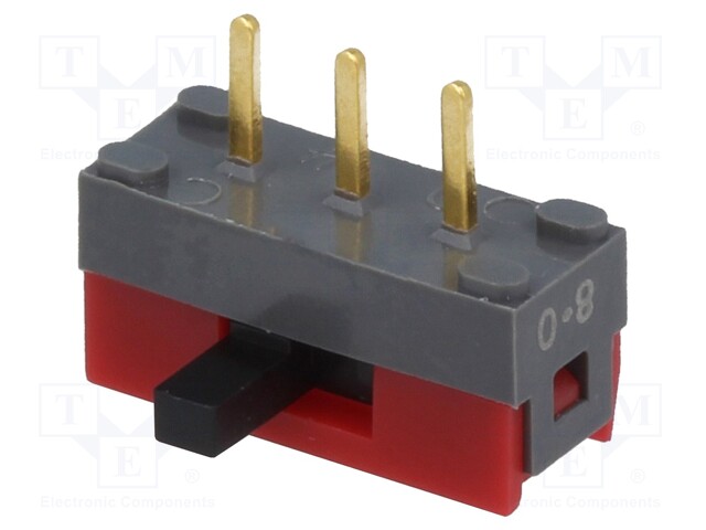 Switch: slide; SPDT; 0.4A/28VDC; Mounting: side; -15÷60°C; 100MΩ