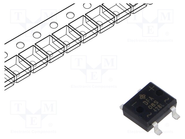 Bridge rectifier: single-phase; Urmax: 800V; If: 1A; Ifsm: 30A; DFS