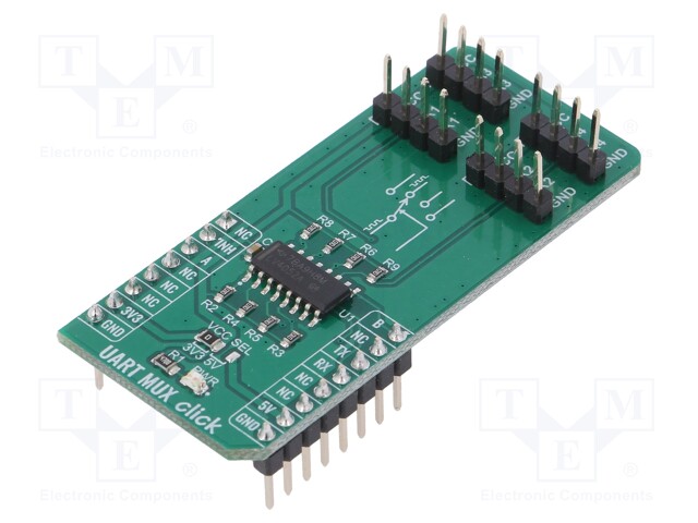 Click board; analog multiplexer; GPIO,UART; SN74LV4052A