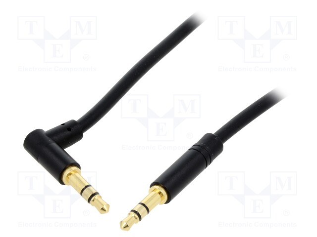 Cable; Jack 3.5mm 3pin angled plug,Jack 3.5mm 3pin plug; 1m