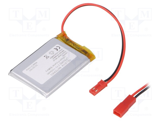 Re-battery: Li-Po; 3.7V; 1100mAh; Leads: cables; 5.5x38.5x55.5mm