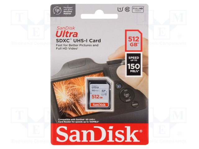 Memory card; Ultra; SDXC; R: 150MB/s; Class 10 UHS U1; 256GB