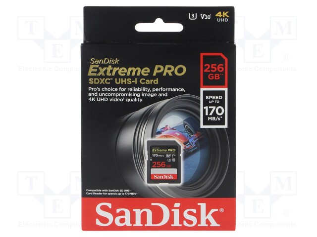 Memory card; Extreme Pro; SD XC; 256GB; Read: 170MB/s; UHS I