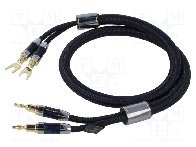 Cable; banana plug x2,fork terminal 2x; 1m; Plating: gold-plated