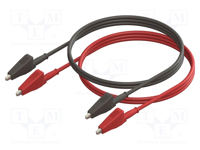 Test leads; Inom: 10A; Len: 0.3m; both sides,aligator clip; 18AWG