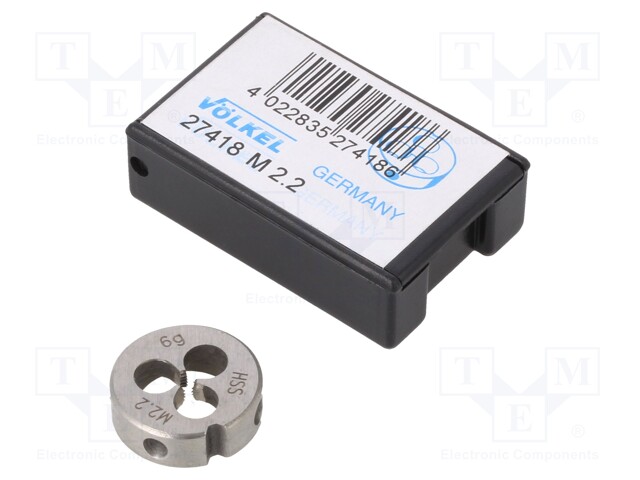 Threading die; HSS; M2,2; 0.45; Ø: 16mm; Thk: 5mm; 6g