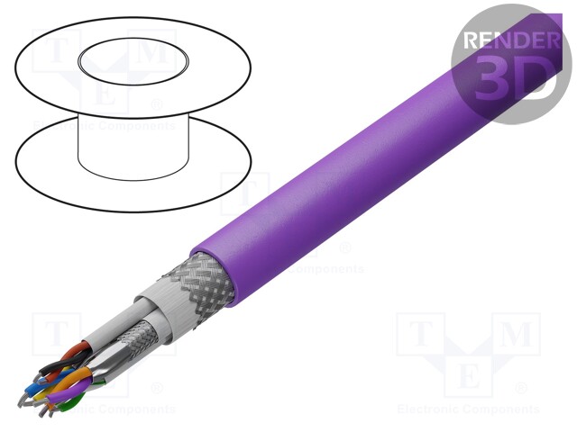 Wire: data transmission; 2x2x28AWG+2x(1x2x28AWG); violet; PUR