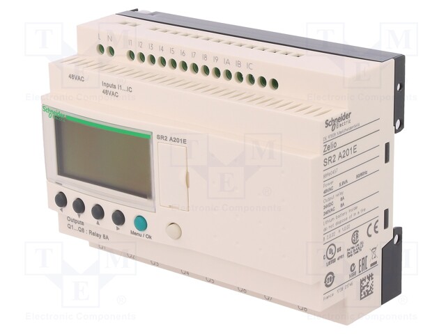 Programmable relay; IN: 12; Anal.in: 0; OUT: 8; OUT 1: relay; DIN