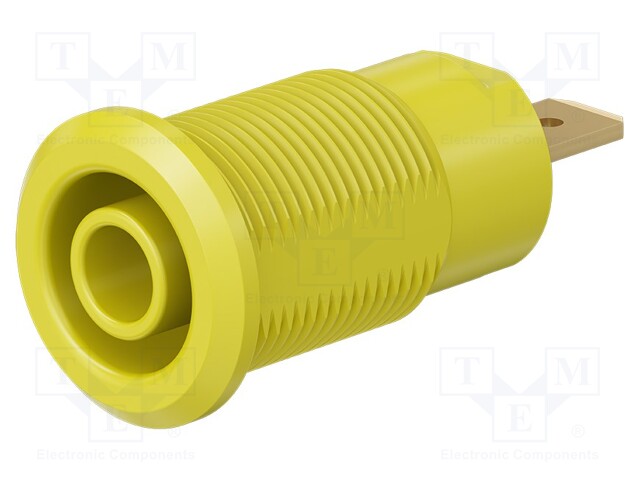 Socket; 4mm banana; 24A; 1kV; Cutout: Ø12.2mm; yellow; gold-plated