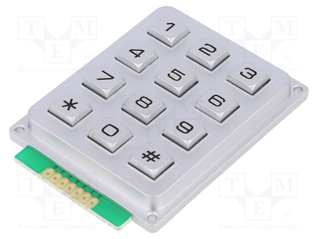 Keypad: metal; No.of butt: 12; none; metal; 200mΩ; 1.2N; 20mA; W: 51mm