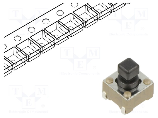 Microswitch TACT; SPST-NO; Pos: 2; 0.05A/50VDC; SMT; 1.57N; 6x6x4mm