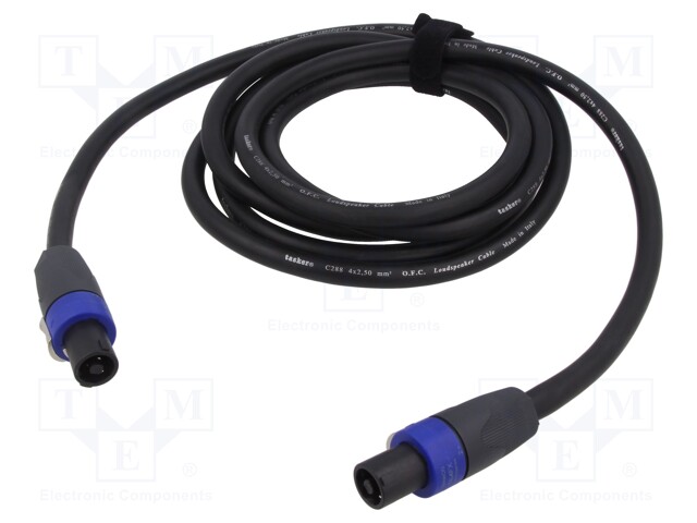 Cable; SpeakON female 4pin,both sides; 15m; black; Øcable: 9mm