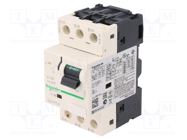 Motor breaker; 3/4kW; 230÷690VAC; DIN; Overcurrent release: 6÷10A