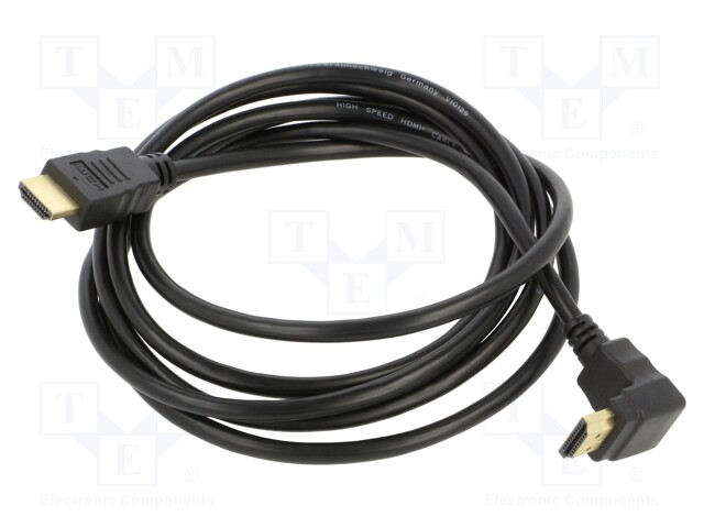Cable; HDCP 2.2,HDMI 2.0; HDMI plug,HDMI plug 90°; PVC; 2m; black