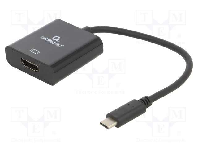 Adapter; HDMI 2.0,USB 3.1; HDMI socket,USB C plug; 0.15m; black