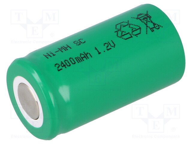 Re-battery: Ni-MH; SubC; 1.2V; 2400mAh; Ø22x42mm; Features: low +