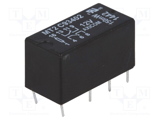 Relay: electromagnetic; DPDT; Ucoil: 12VDC; max.250VAC; max.220VDC