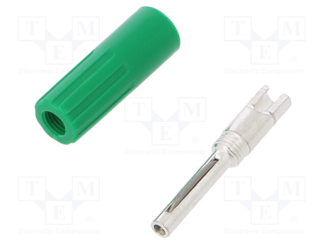 Plug; 4mm banana; 10A; 50VDC; green; 5.5mm2; Plating: nickel plated