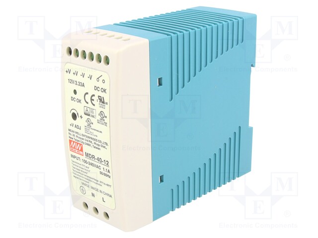 Power supply: switched-mode; 40W; 12VDC; 12÷15VDC; 3.33A; 300g