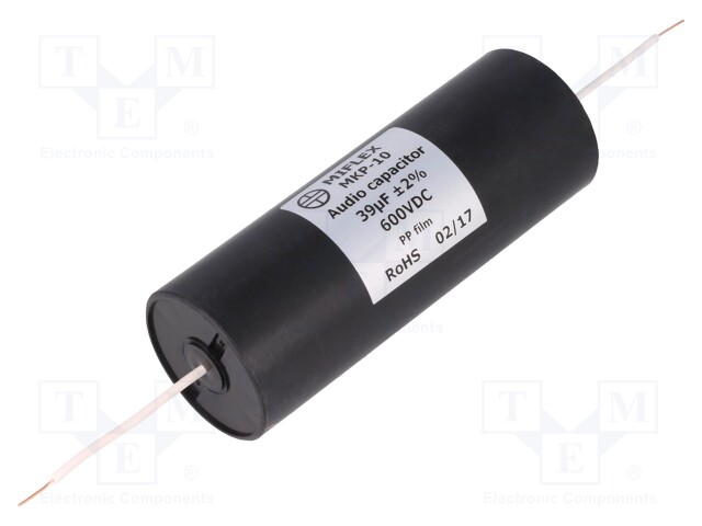 Capacitor: polypropylene; 39uF; 600VDC; ±2%; Ø45x119mm; -25÷85°C