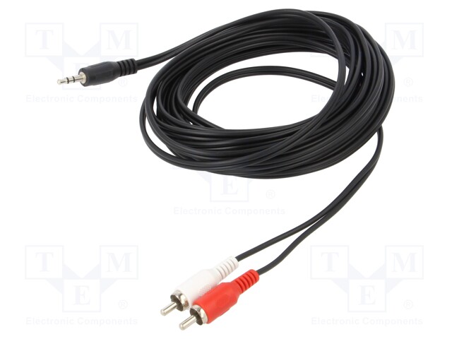 Cable; Jack 3.5mm plug,RCA plug x2; 5m; black