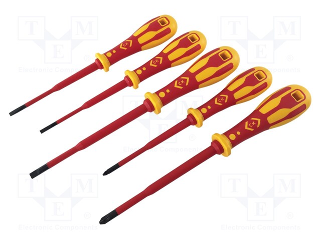 Kit: screwdrivers; insulated; 1kVAC; Pozidriv®,slot; 5pcs.