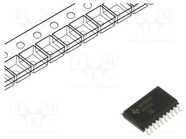 Flip-Flop, 74HC574, D, 24 ns, 24 MHz, SOIC