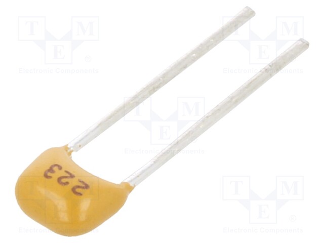 Capacitor: ceramic; 22nF; 100V; X7R; ±10%; THT; 2.54mm