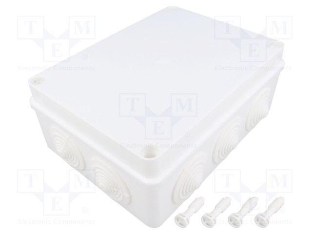 Enclosure: junction box; X: 110mm; Y: 190mm; Z: 70mm; IP65; white