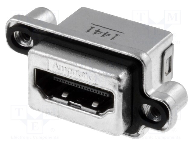 Connector: HDMI; socket; PIN: 19; gold-plated; angled 90°; THT; IP67