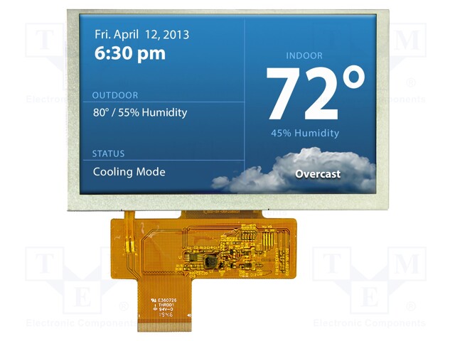 Display: TFT; 5"; 800x400; Illumin: LED; Dim: 120.7x75.8x3.1mm