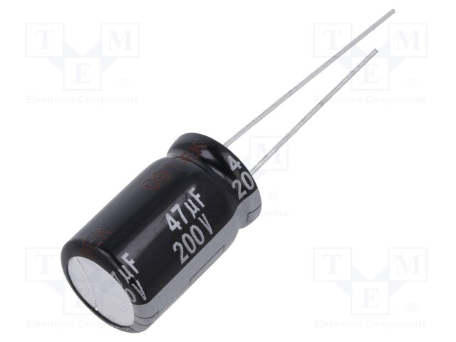 Electrolytic Capacitor, 47 µF, 200 V, ED Series, ± 20%, Radial Leaded, 10000 hours @ 105°C