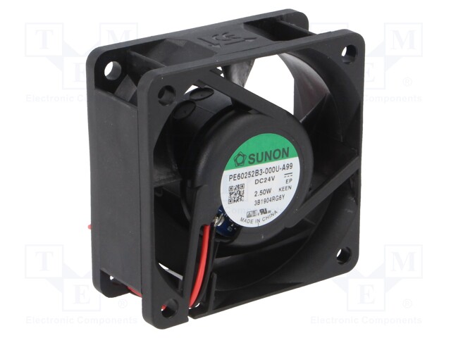 Fan: DC; axial; 24VDC; 60x60x25mm; 49.01m3/h; 38dBA; ball bearing