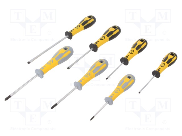 Screwdrivers; Pcs: 7; Bit: Phillips,slot