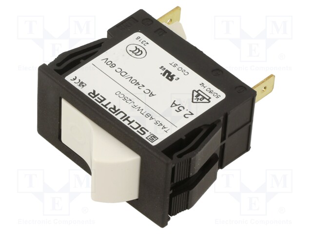 Circuit breaker; Urated: 240VAC; 60VDC; 2.5A; DPST; Poles: 2