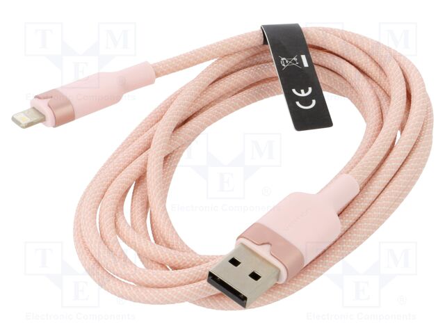 Cable; Apple Lightning plug,USB A socket; nickel plated; 2m