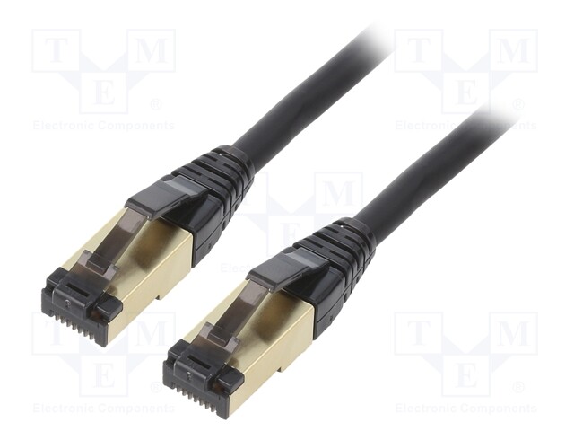 Patch cord; S/FTP; Cat 8; stranded; Cu; LSZH; black; Len: 15m; 27AWG