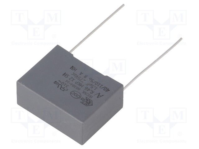 Capacitor: polypropylene; X2; 1.5uF; 22.5mm; ±20%; 26.5x11x20mm