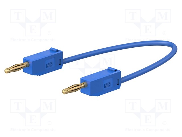 Test lead; 60VDC; 30VAC; 10A; banana plug 2mm,both sides; blue